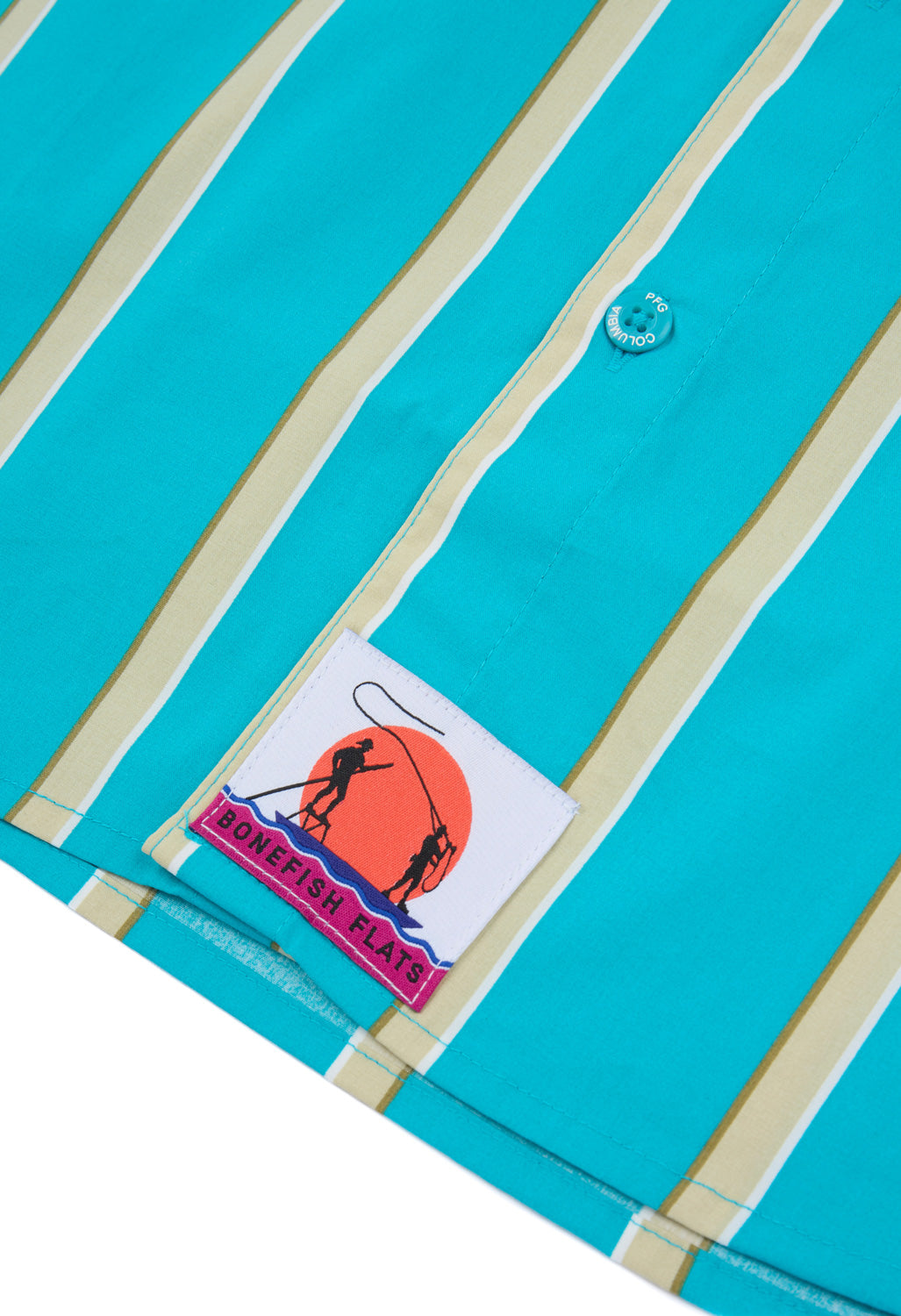 Columbia Men's Bonefish Flats Printed Short Sleeve Shirt - Ocean Teal Bonefish Flats Stripe