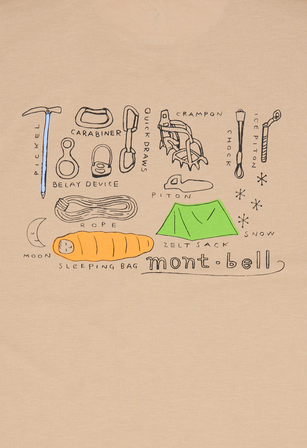Montbell Men's Wickron Mountain Gear T-Shirt - Tan