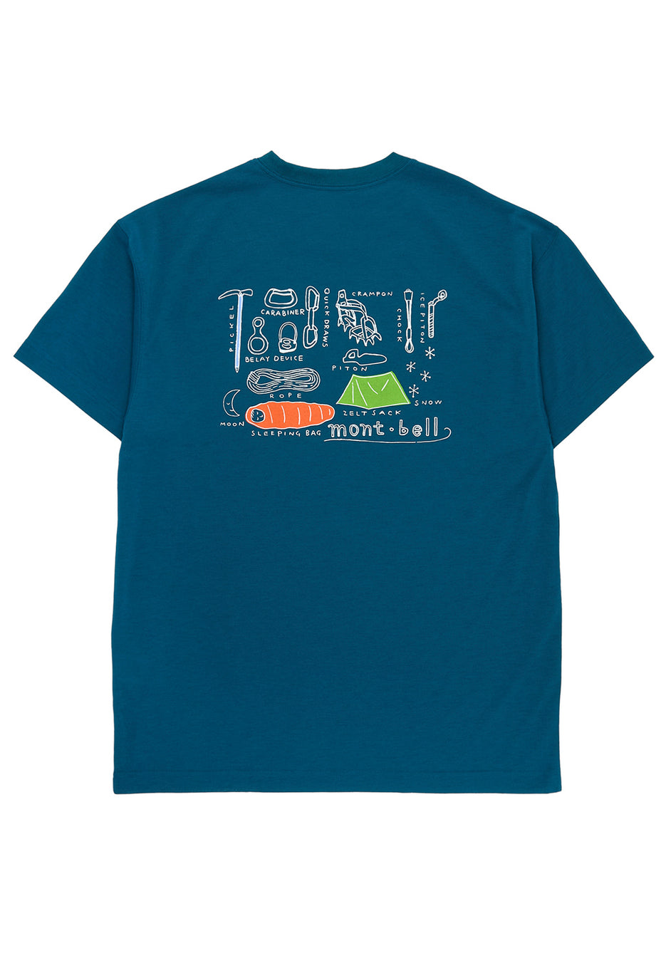 Montbell Men's Wickron Mountain Gear T-Shirt - Blue Green