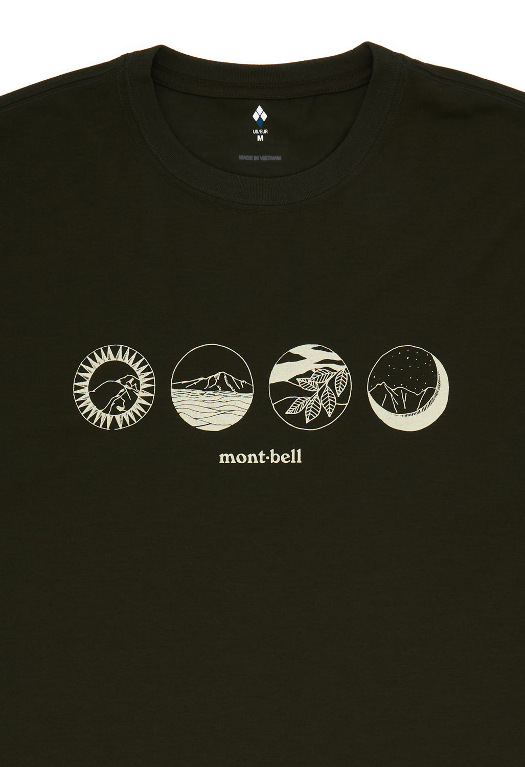 Montbell Men's Wickron Mountain Scenes T-Shirt - Dark Green