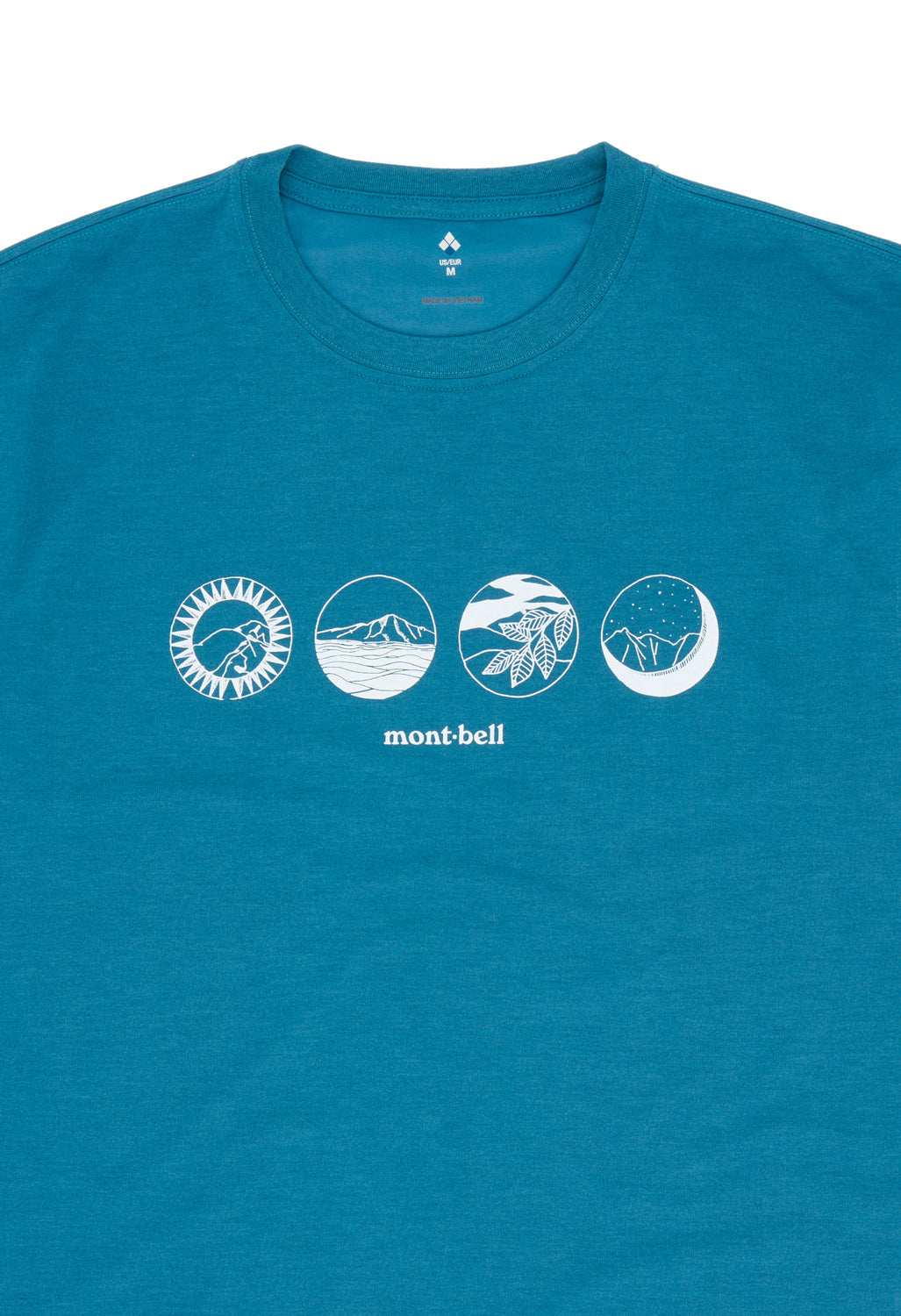 Montbell Men's Wickron Mountain Scenes T-Shirt - Blue Green