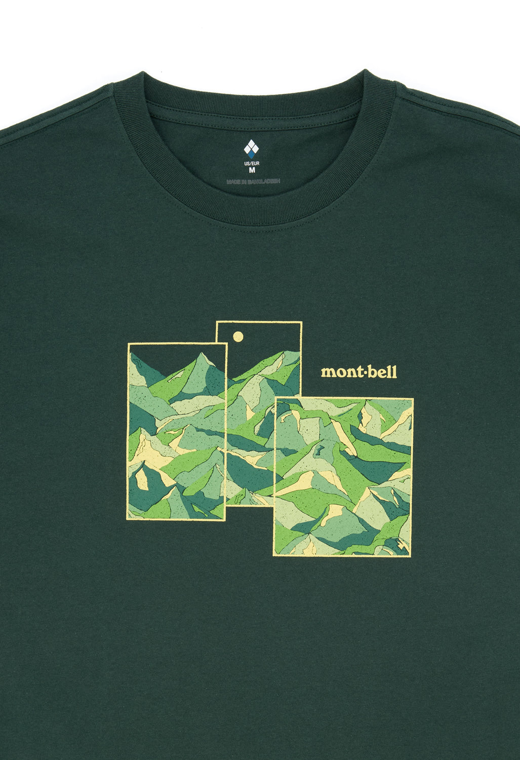 Montbell Men's Pear Skin Cotton Mountain Range T-Shirt - Dark Green