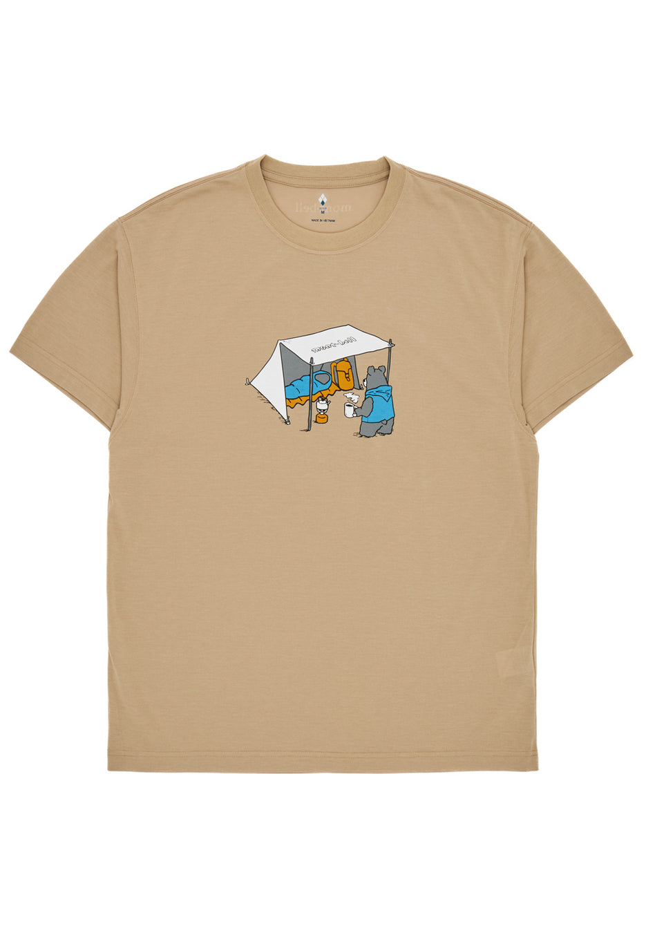 Montbell Men's Wickron Camping Bear T-Shirt - Tan