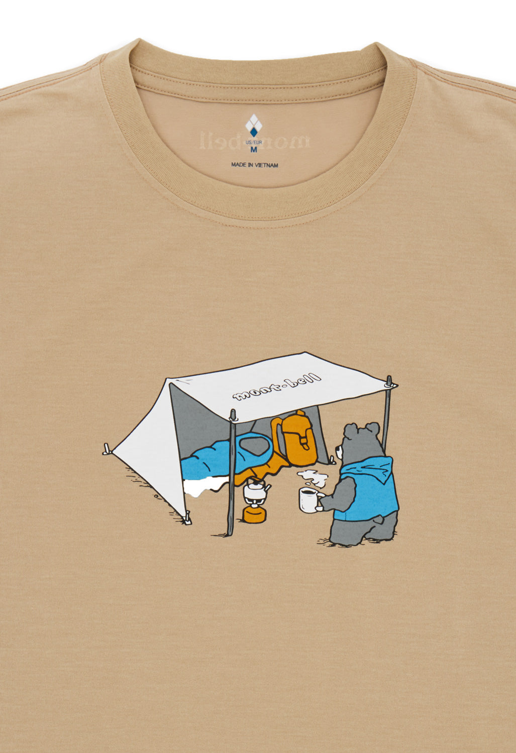 Montbell Men's Wickron Camping Bear T-Shirt - Tan