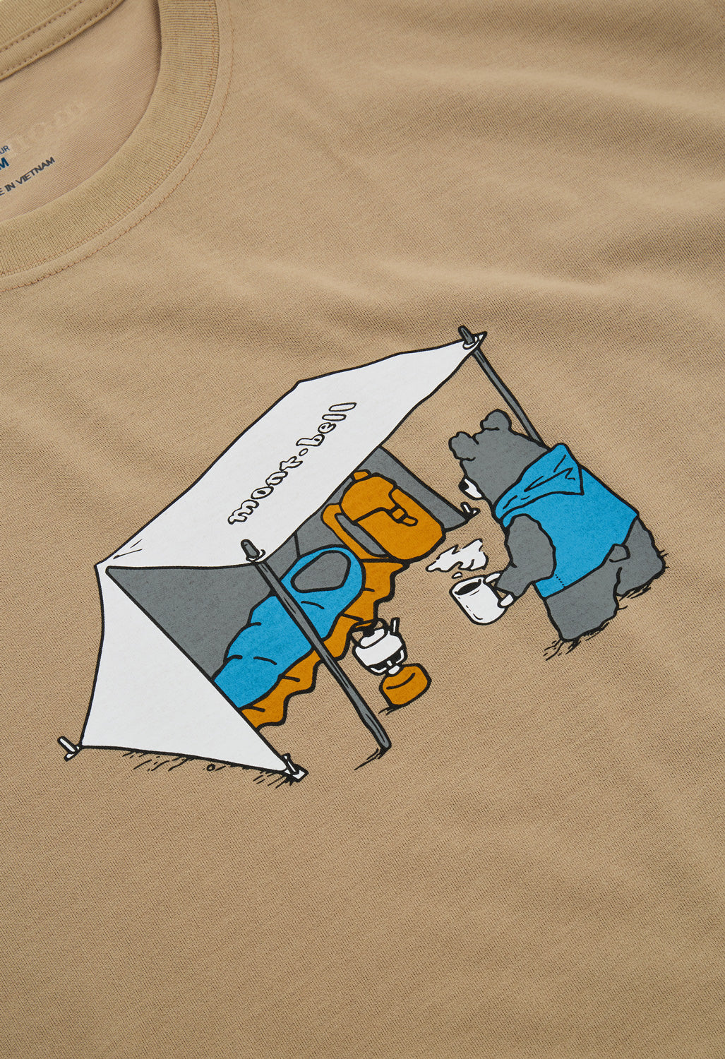 Montbell Men's Wickron Camping Bear T-Shirt - Tan