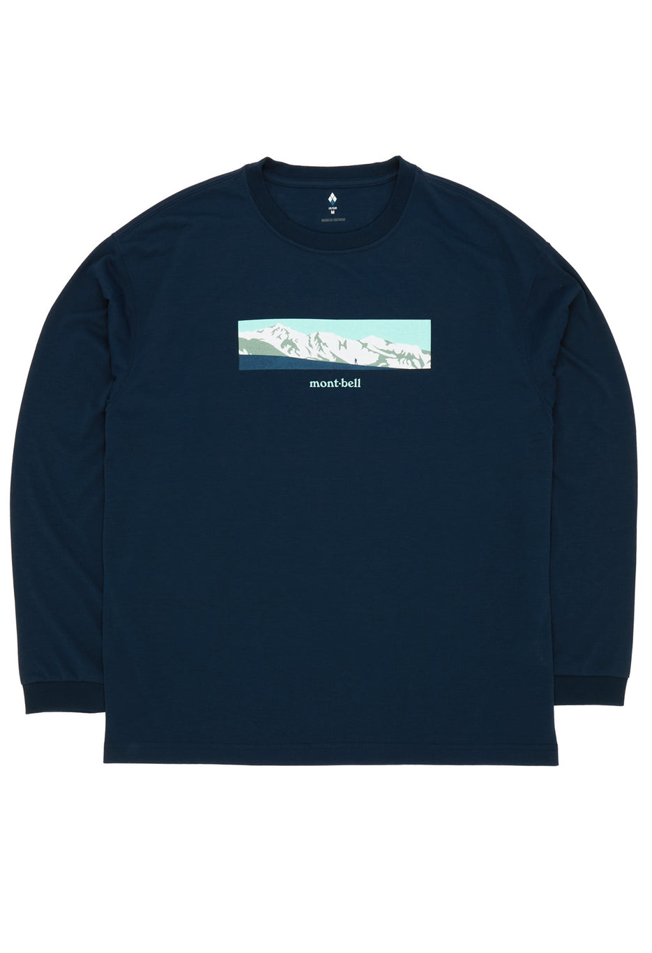 Montbell Men's Wickron White Mountain Range Long Sleeve T-Shirt - Navy
