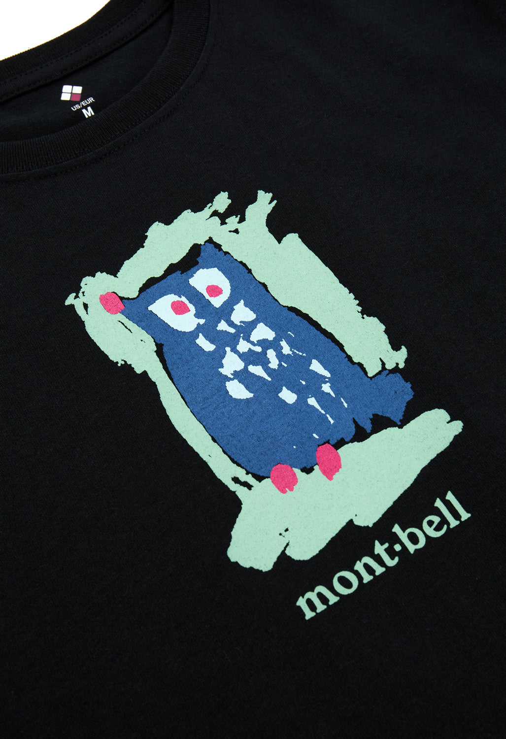 Montbell Women's Pear Skin Cotton Owl T-Shirt - Black