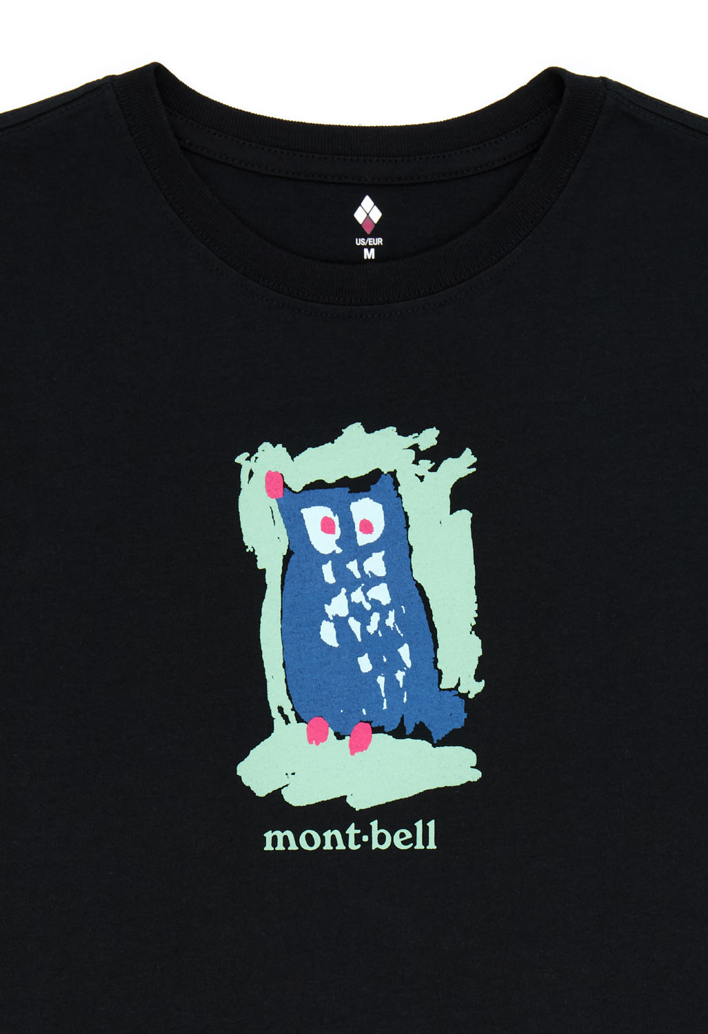 Montbell Women's Pear Skin Cotton Owl T-Shirt - Black