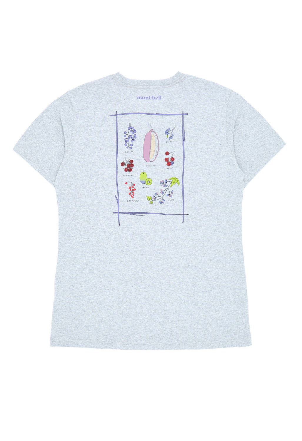 Montbell Women's Pear Skin Cotton Wild Fruits of Japan T-Shirt - Light Grey
