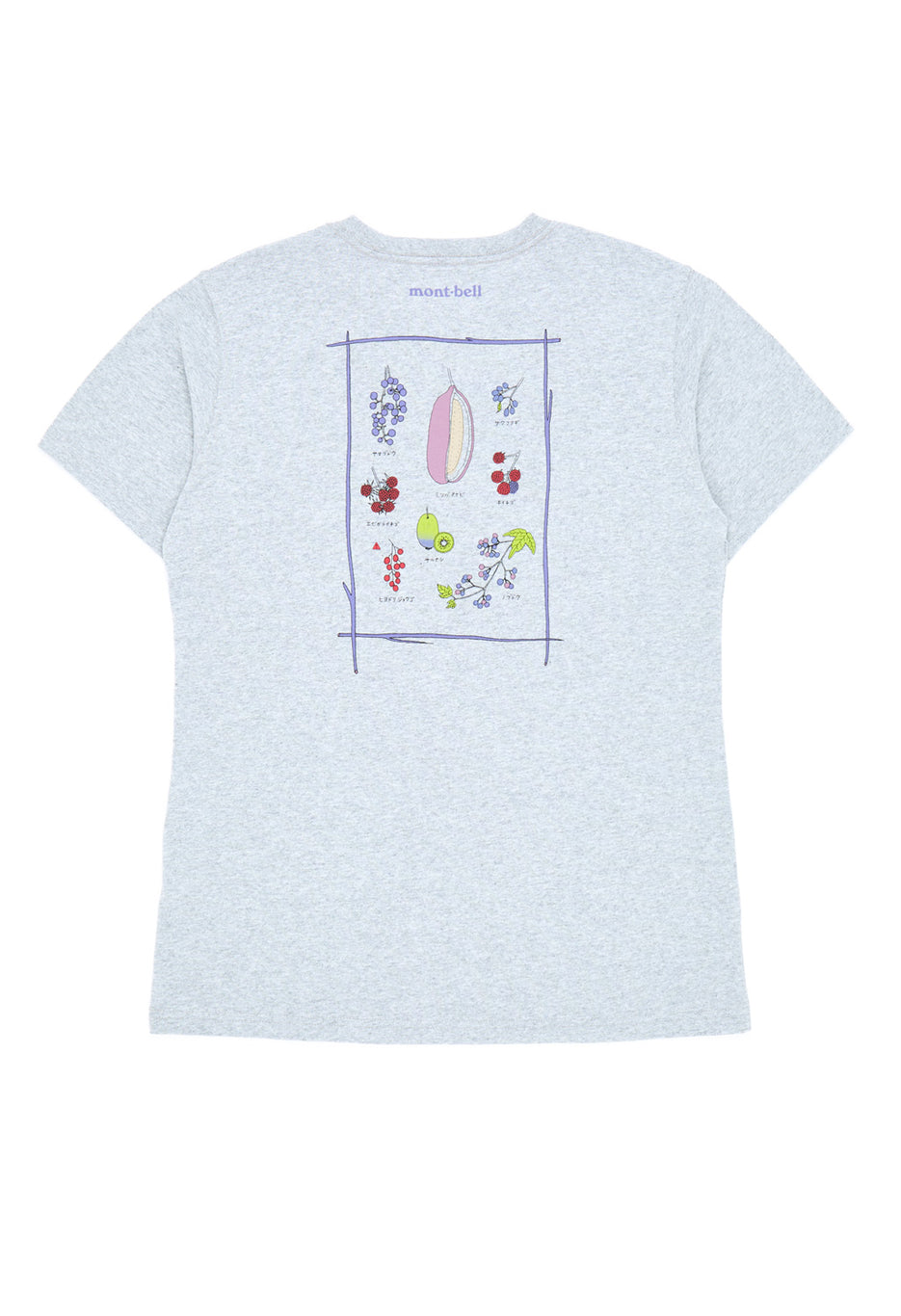 Montbell Women's Pear Skin Cotton Wild Fruits of Japan T-Shirt - Light Grey