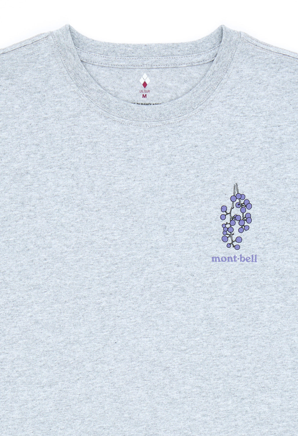 Montbell Women's Pear Skin Cotton Wild Fruits of Japan T-Shirt - Light Grey