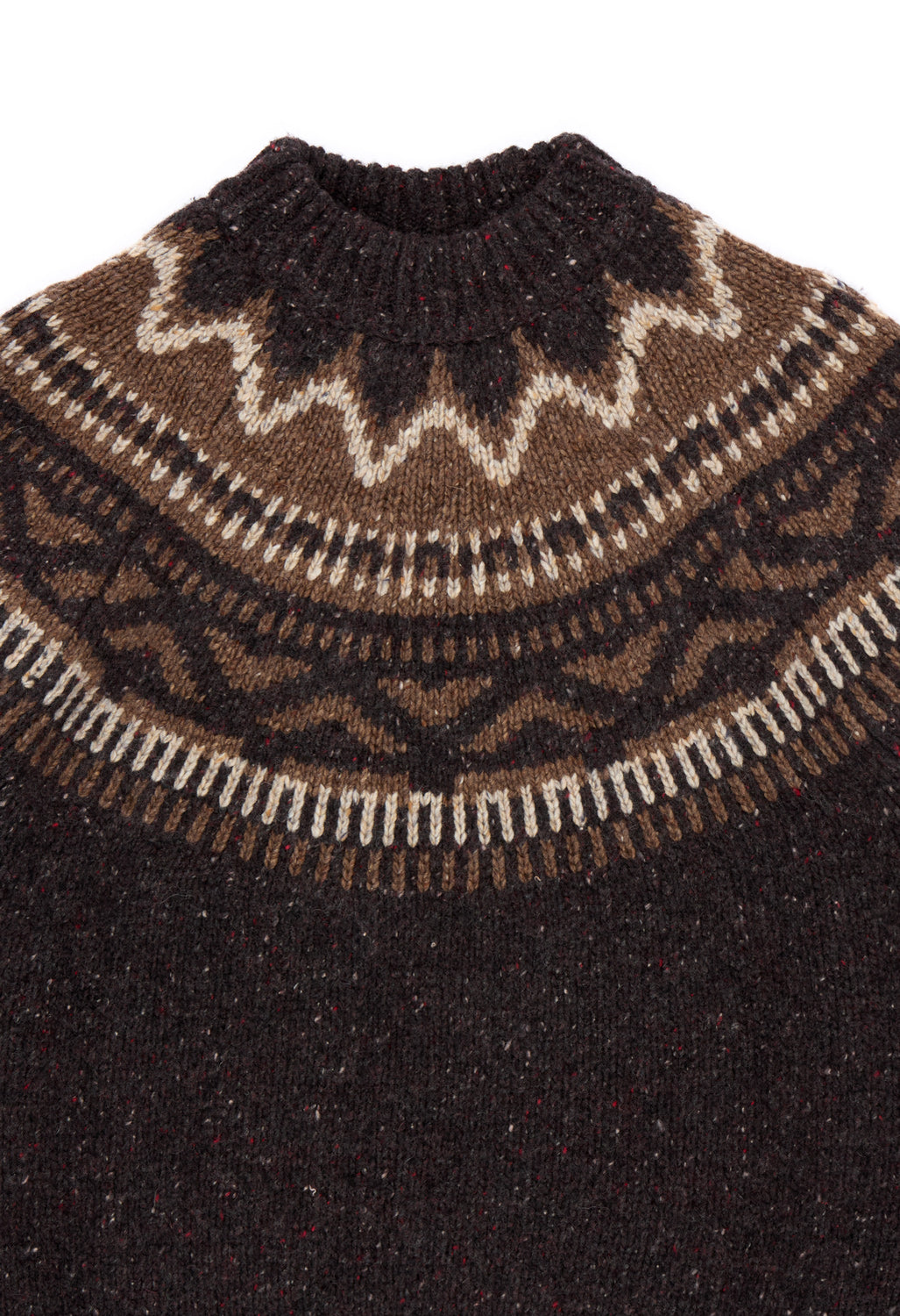 Finisterre Women's Porth Fair-Isle Yoke Jumper - Burnt Umber / Caramel