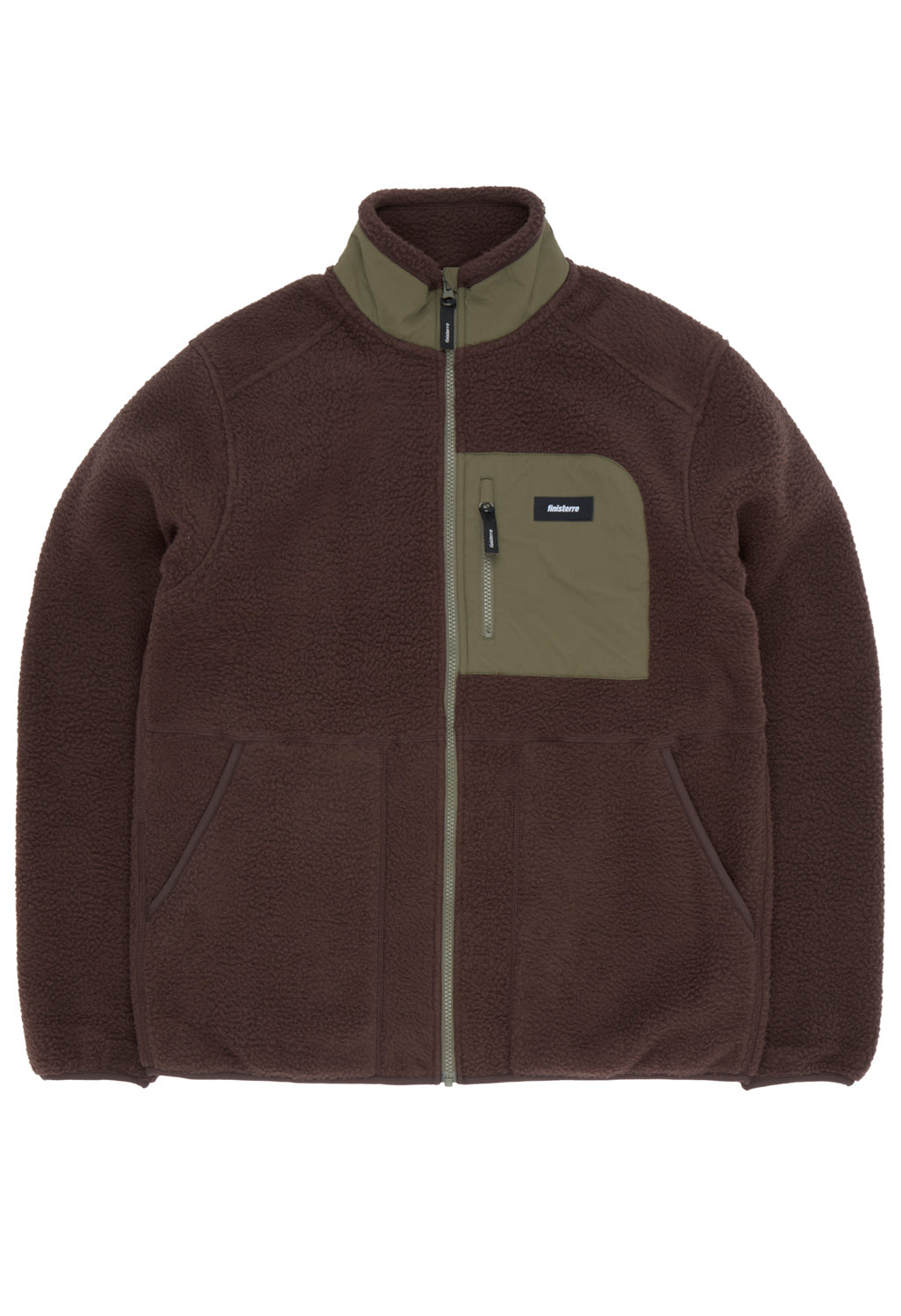 Finisterre Men's Bolster Fleece Full Zip - Burnt Umber / Olive