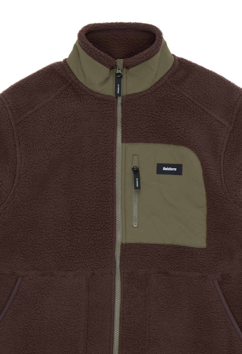 Finisterre Men's Bolster Fleece Full Zip - Burnt Umber / Olive