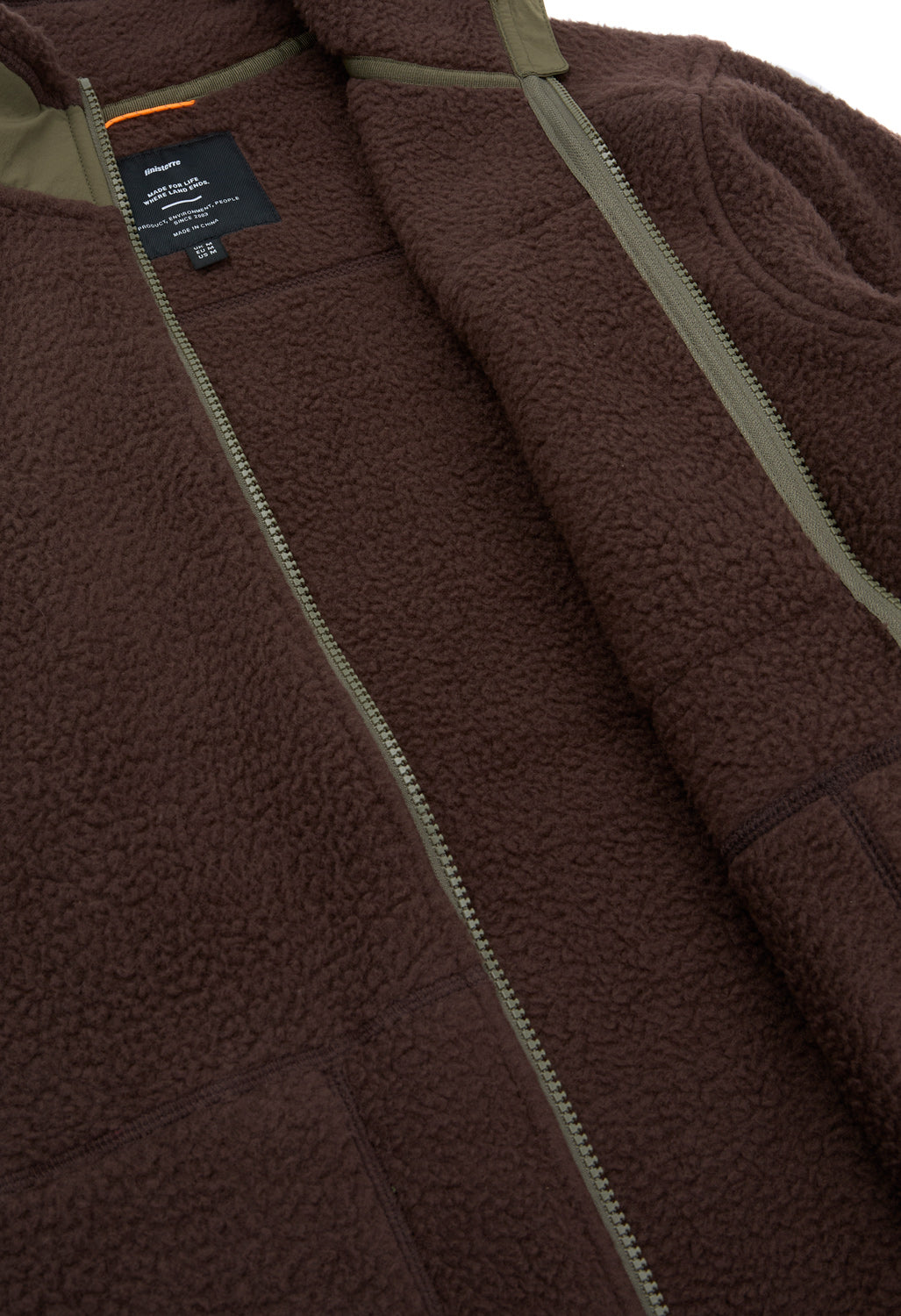 Finisterre Men's Bolster Fleece Full Zip - Burnt Umber / Olive