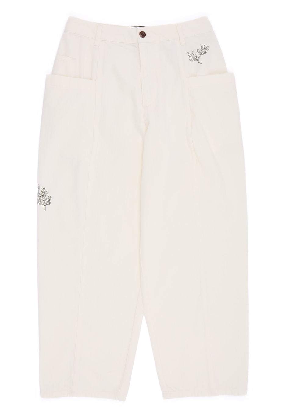 Finisterre Women's Floral Marine Croft Barrel Trousers - Ecru