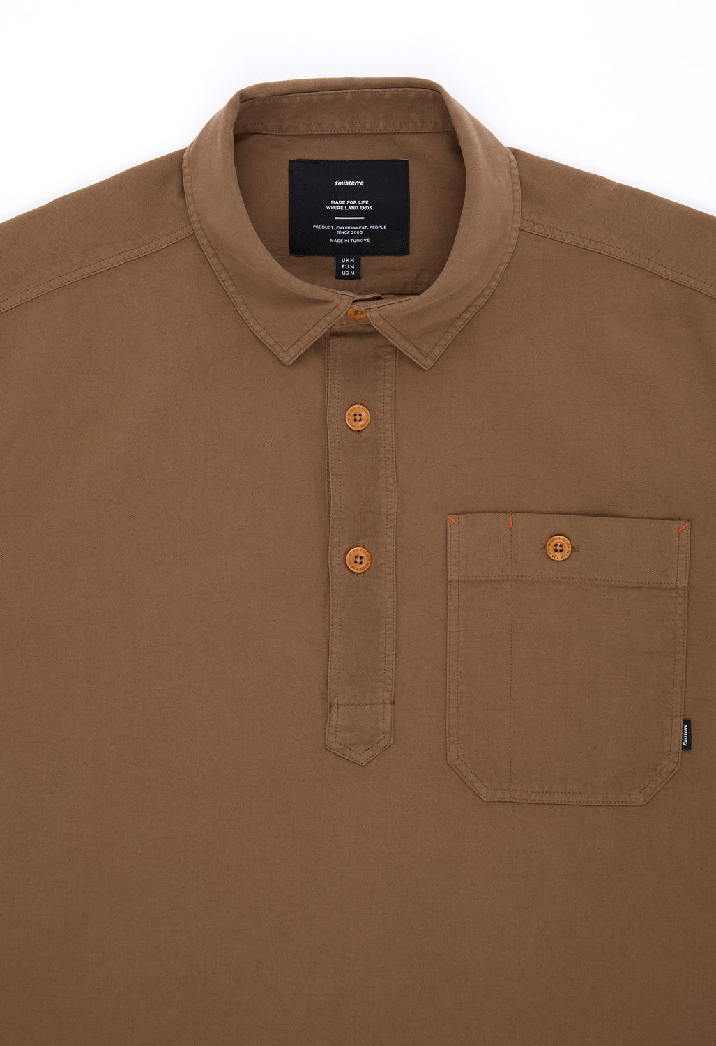 Finisterre Men's Hendra Pop Over Short Sleeve Shirt - Woodsmoke