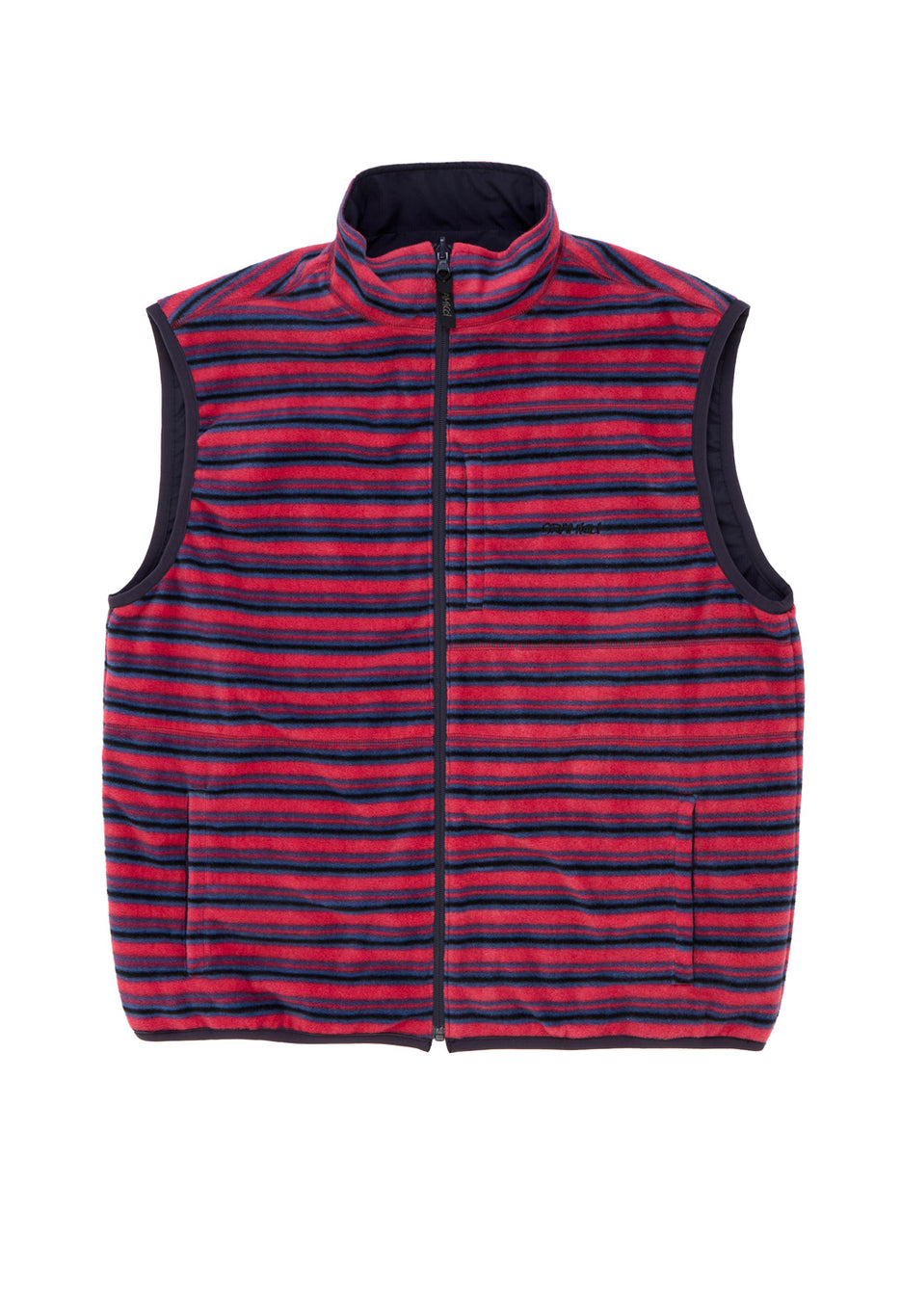 Gramicci Men's Thermal Fleece Reversible Vest - Berry Stripe