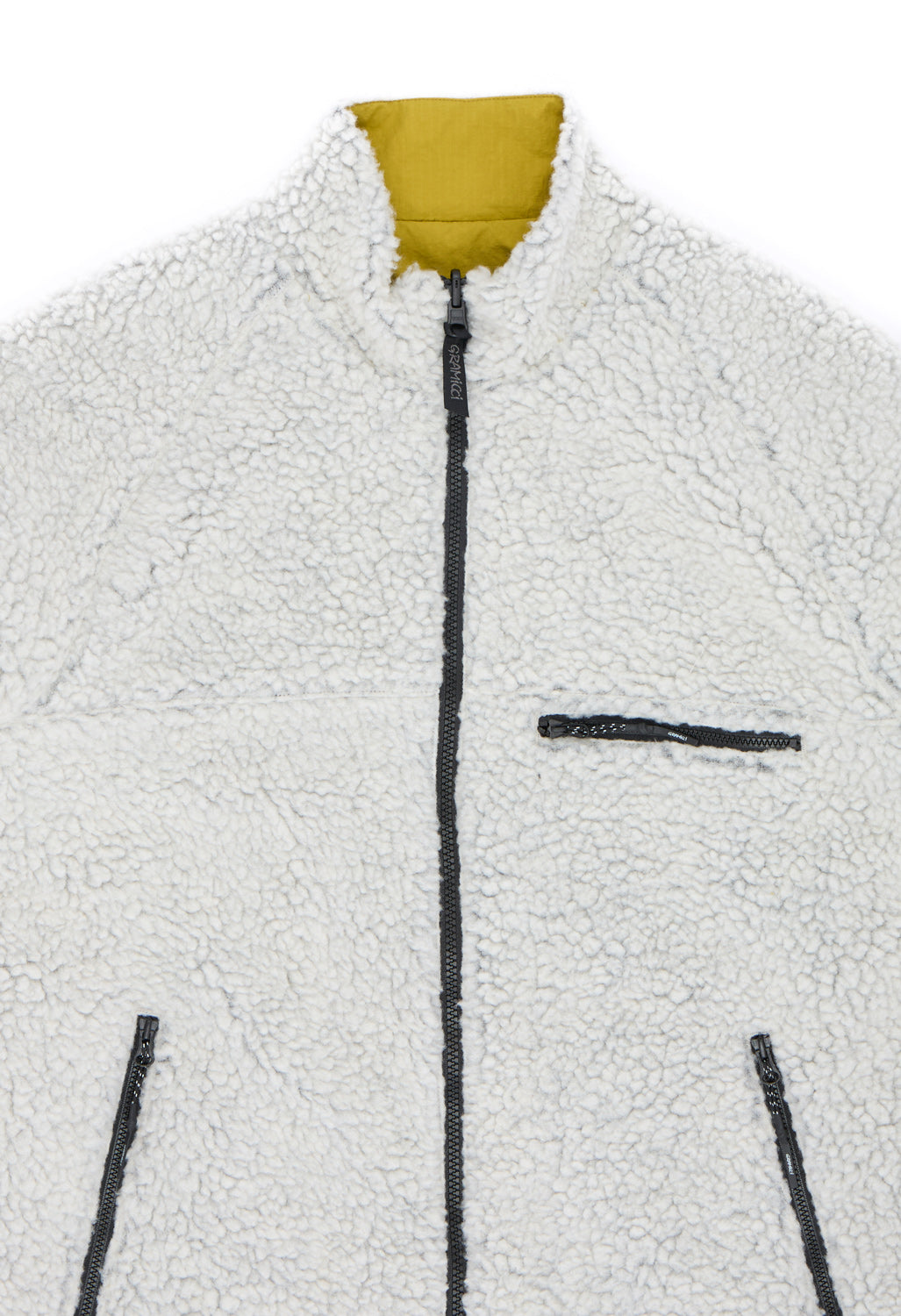 Gramicci Men's Reversible Sherpa Jacket - Natural / Chartreuse