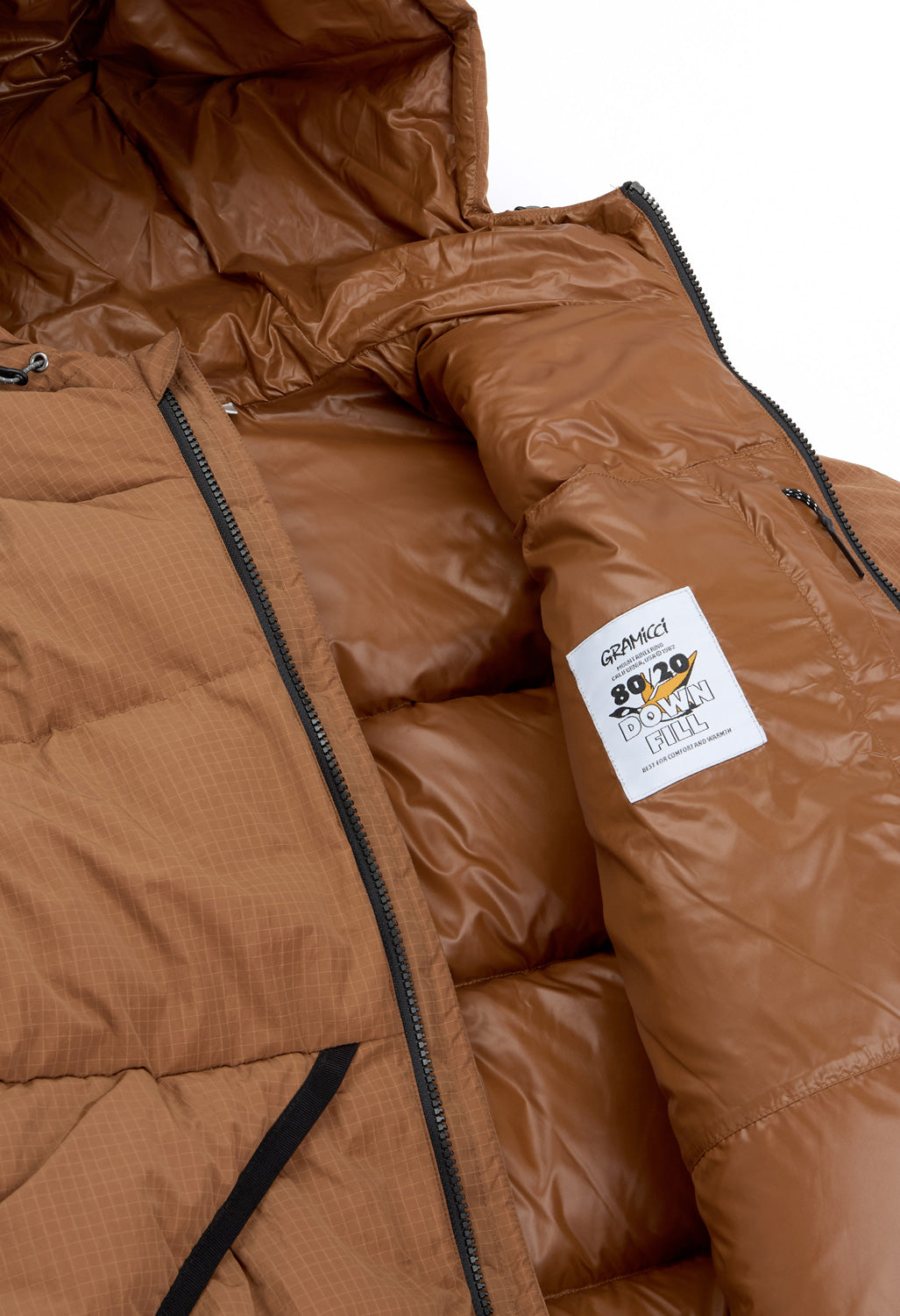 Gramicci Men's Down Puffer Hooded Jacket - Brown