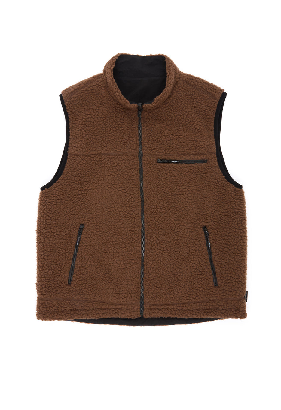 Gramicci Men's Reversible Sherpa Vest - Dark Brown / Black