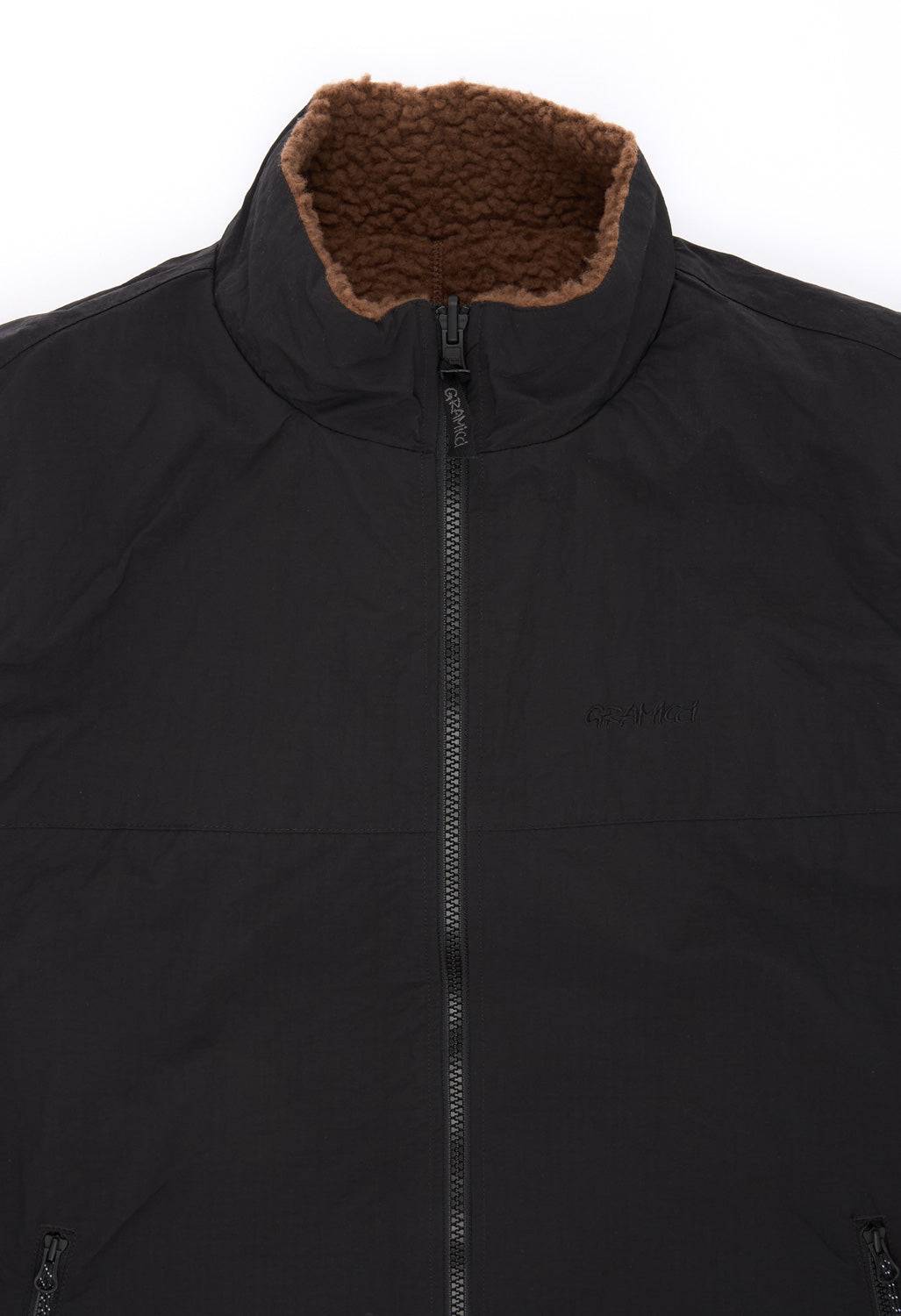 Gramicci Men's Reversible Sherpa Vest - Dark Brown / Black