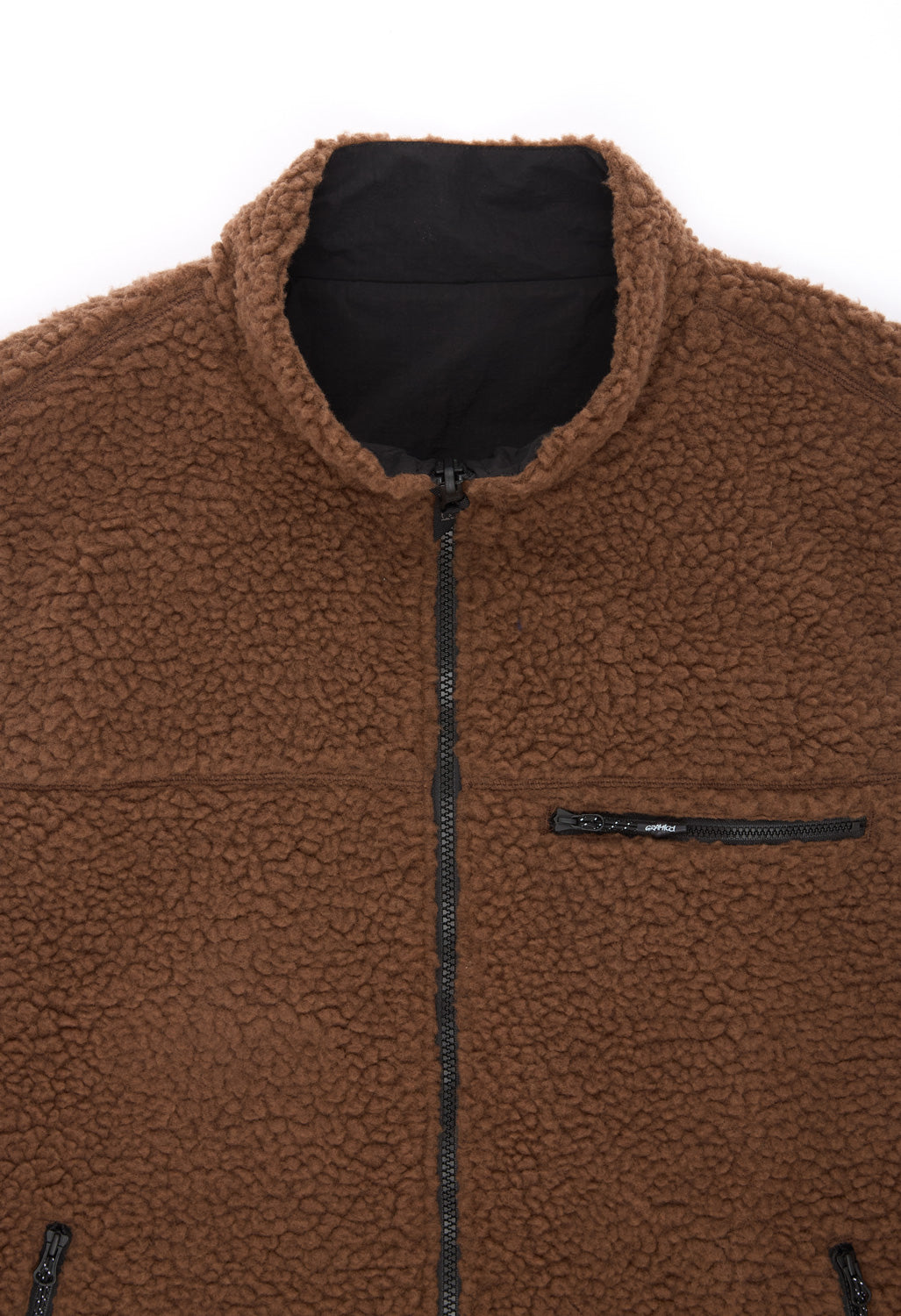 Gramicci Men's Reversible Sherpa Vest - Dark Brown / Black