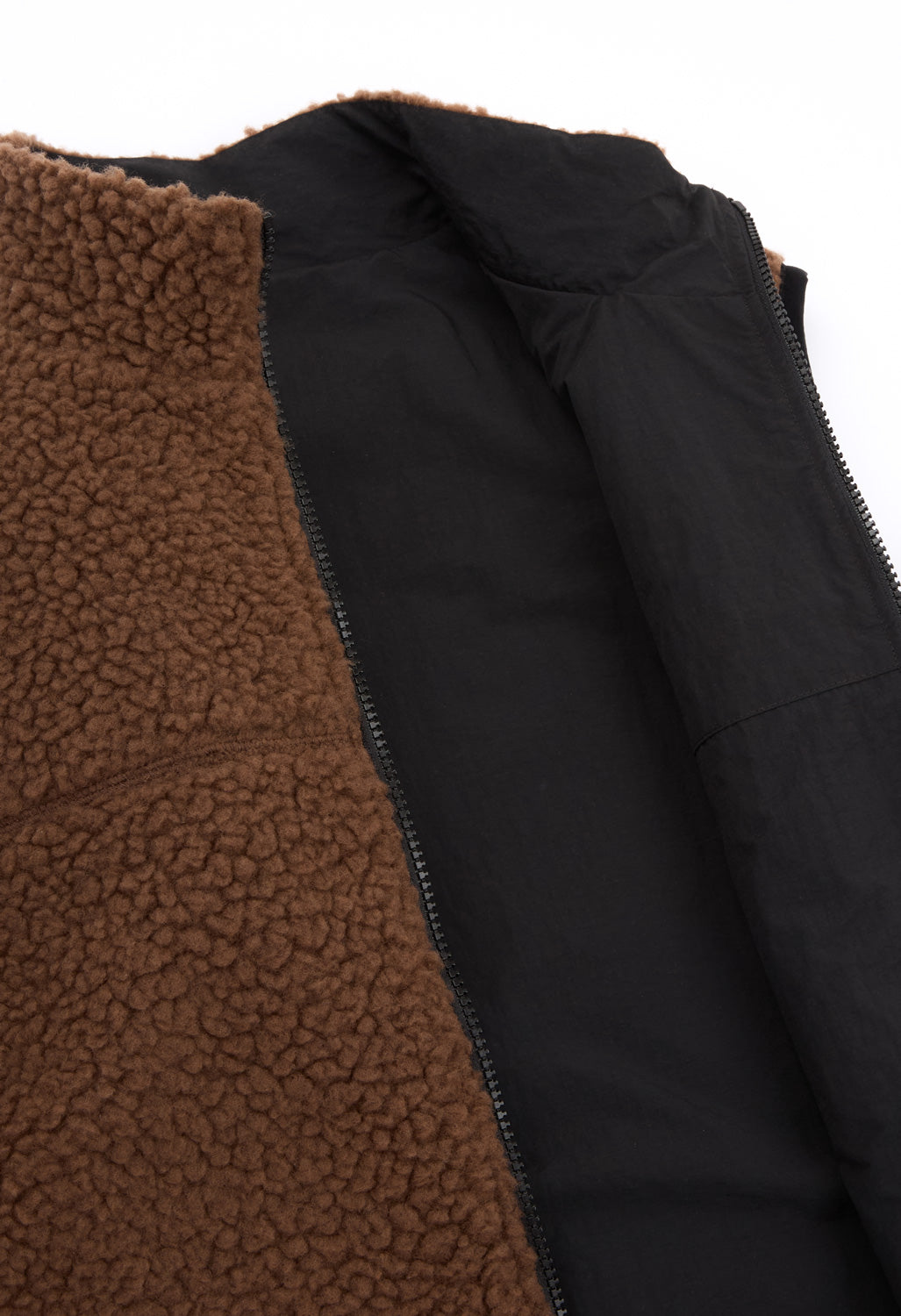 Gramicci Men's Reversible Sherpa Vest - Dark Brown / Black