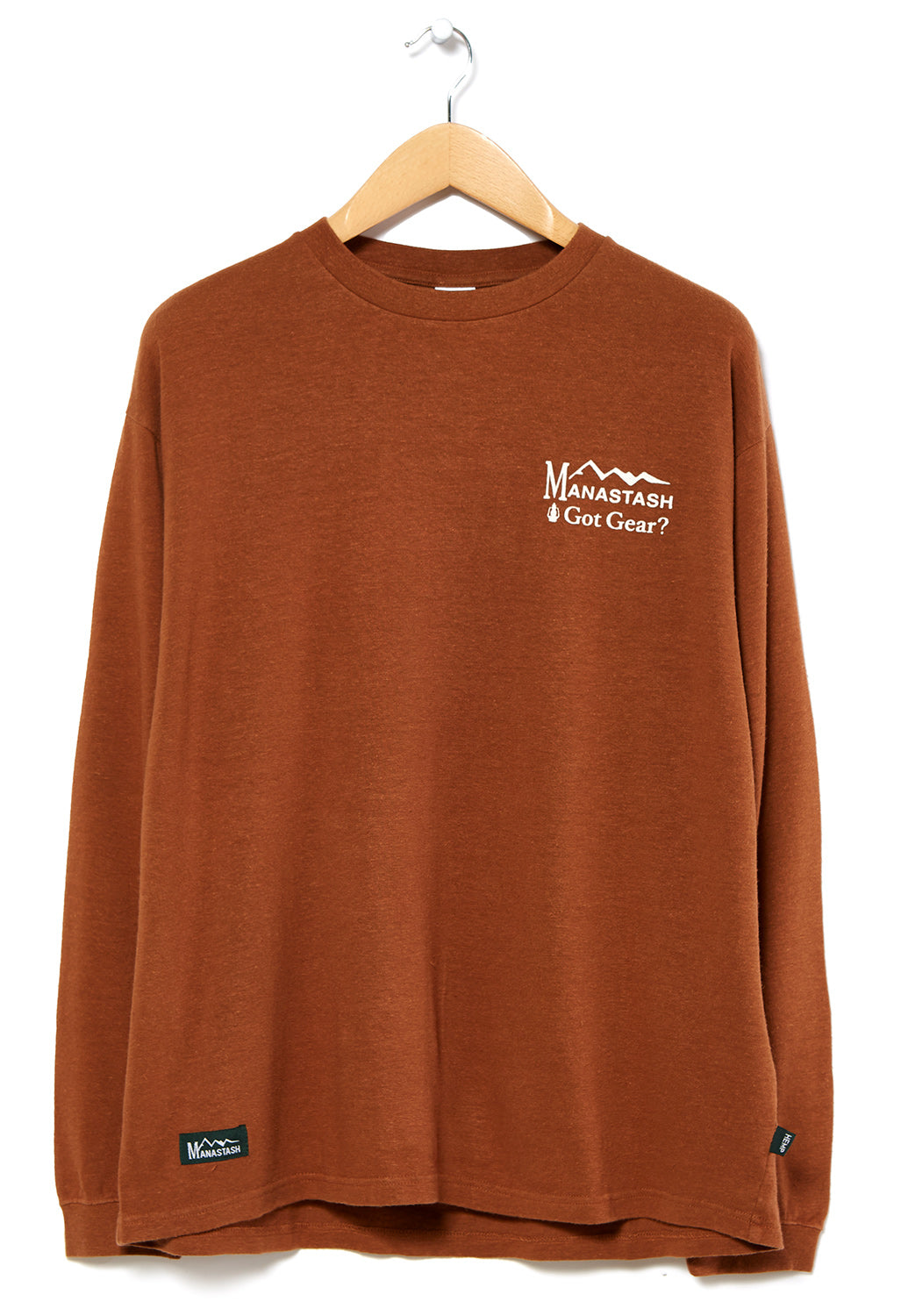 Manastash Men's Hemp Camper's Logo Long Sleeved T-Shirt - Marron