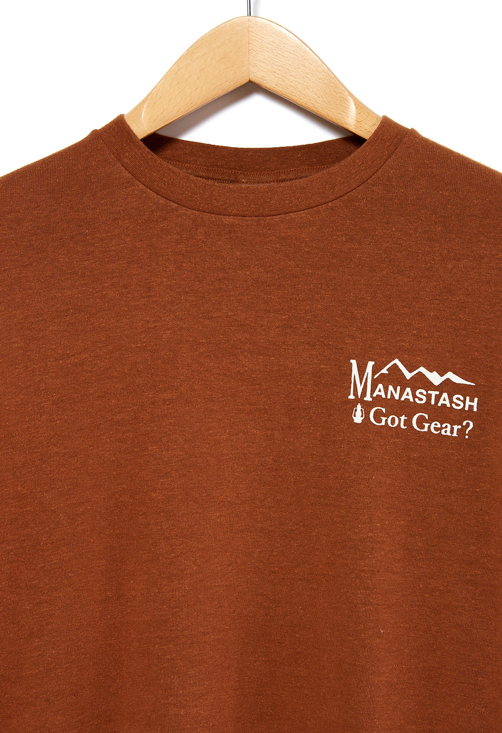 Manastash Men's Hemp Camper's Logo Long Sleeved T Shirt   Marron