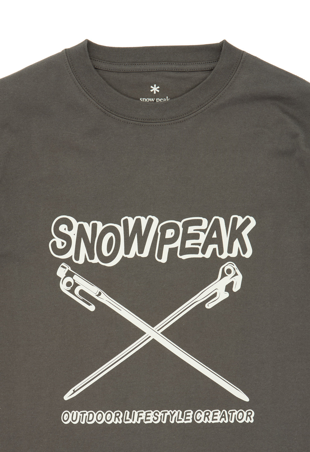 Snow Peak Solid & Delta Stake Long Sleeve T-Shirt - Charcoal