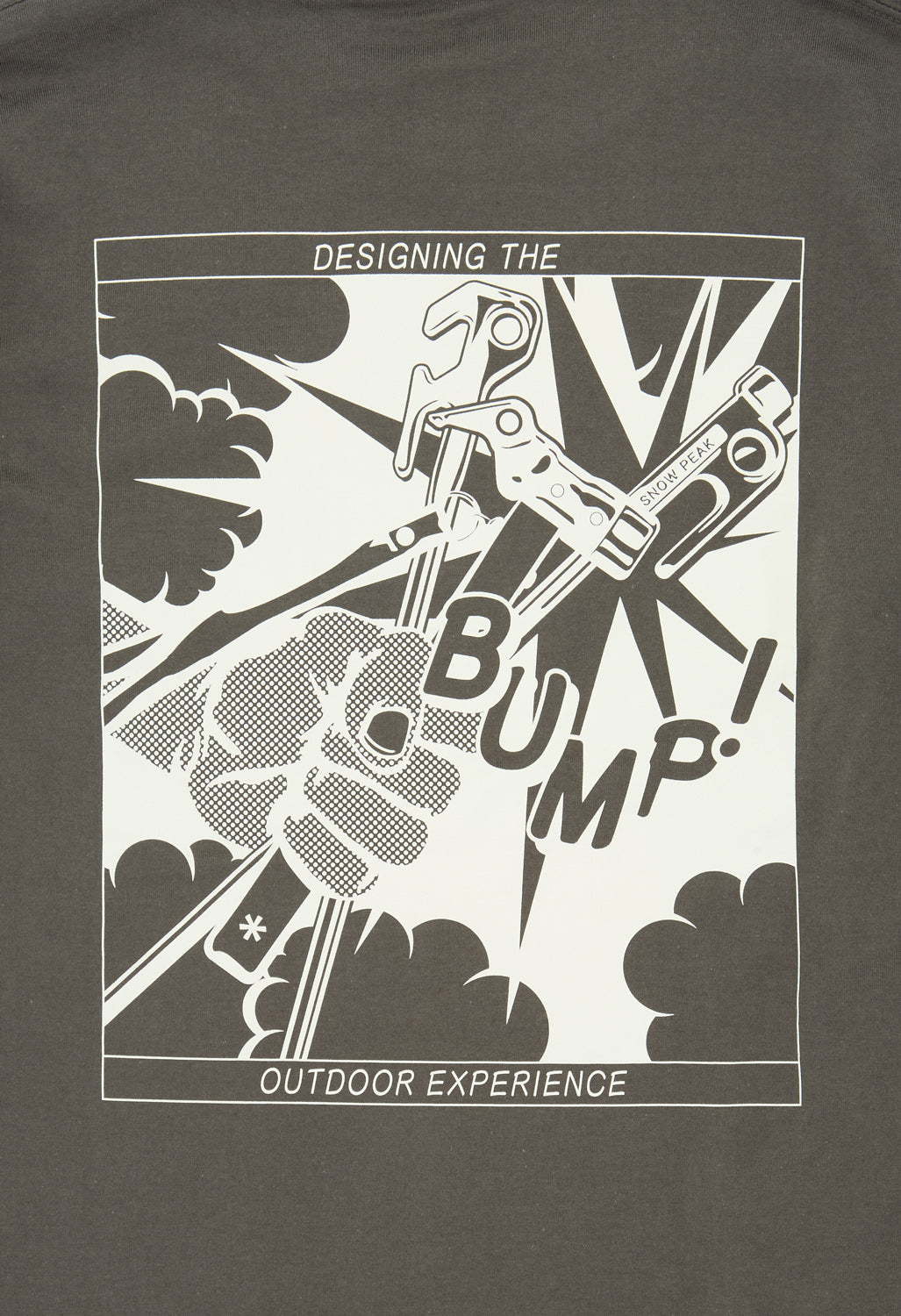 Snow Peak Solid & Delta Stake Long Sleeve T-Shirt - Charcoal