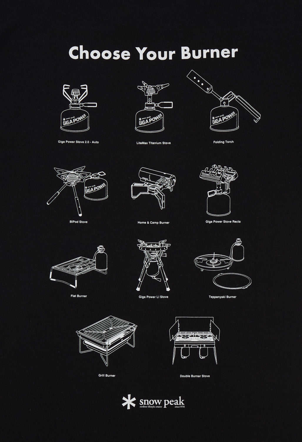 Snow Peak Choose Your Burner T-Shirt - Black