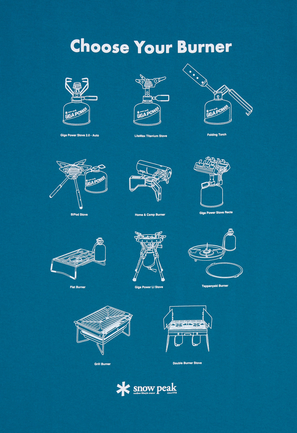 Snow Peak Choose Your Burner T-Shirt - Blue