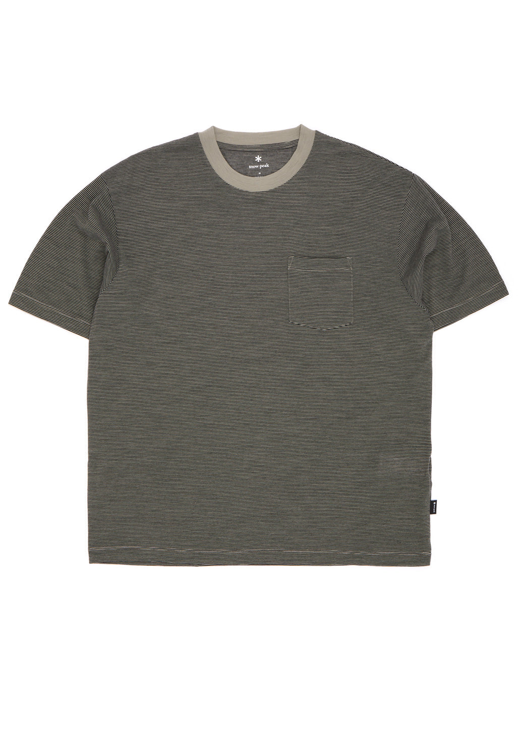 Snow Peak Men's Summer Wool Stripe T-Shirt - Greige