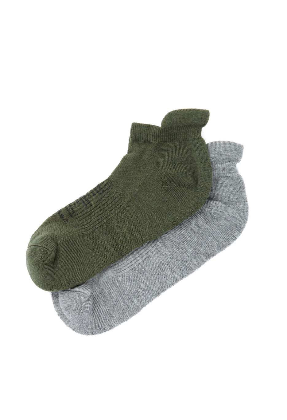 Satisfy 2-Pack Merino Low Socks - Heather grey / Olive