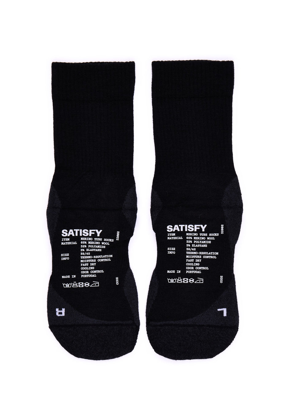 Satisfy Merino Nylon Tube Socks - Black