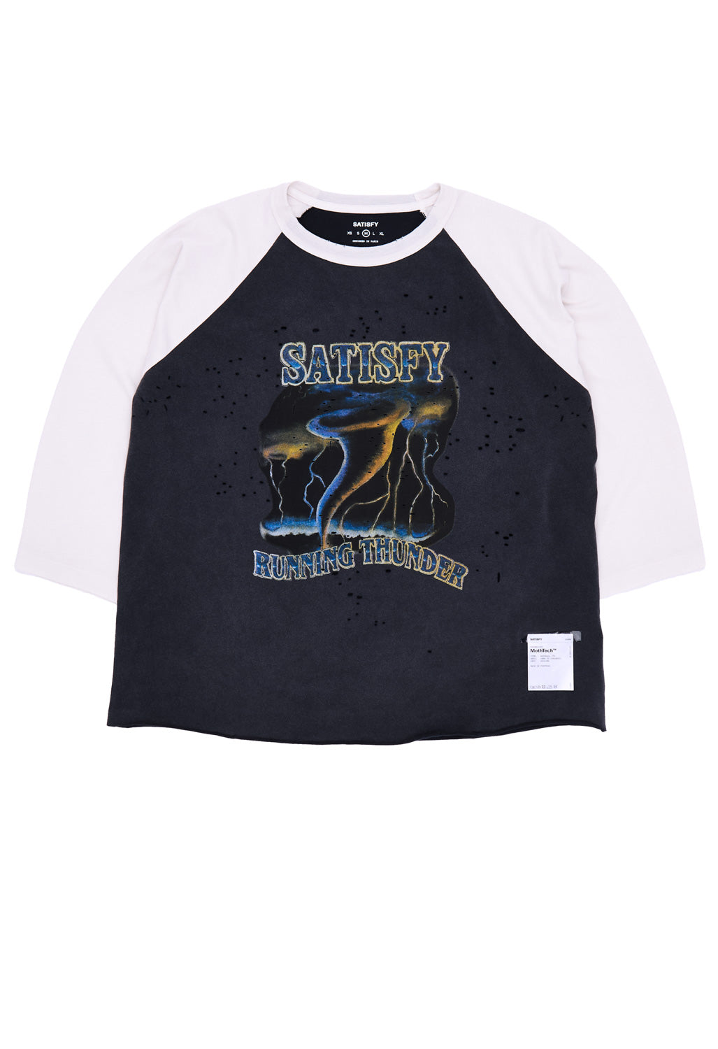 Satisfy Men's MothTech Baseball Tee - Aged Black / Off-White