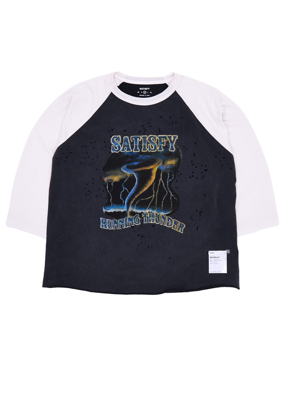 Satisfy Men's MothTech Baseball Tee - Aged Black / Off-White