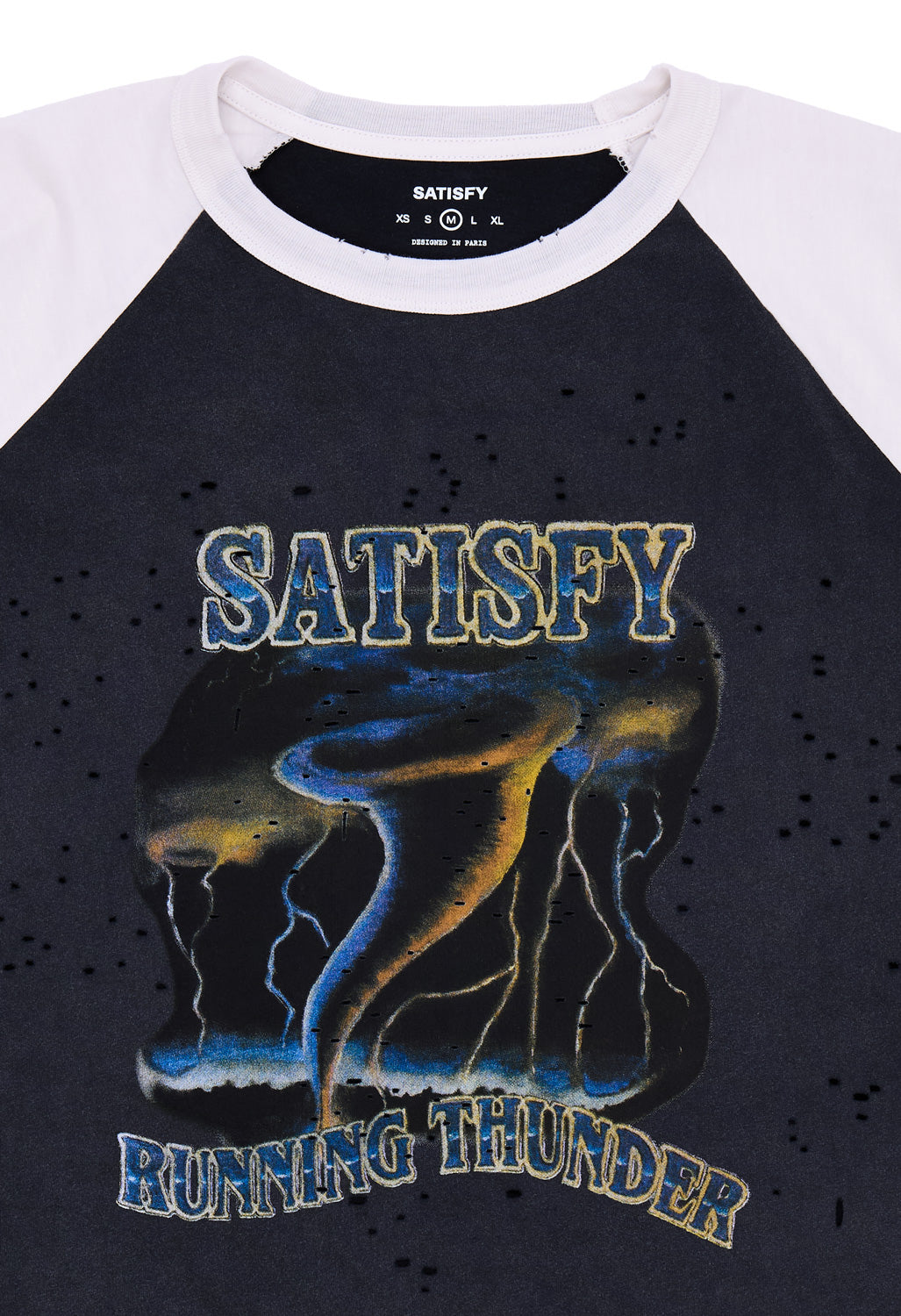 Satisfy Men's MothTech Baseball Tee - Aged Black / Off-White