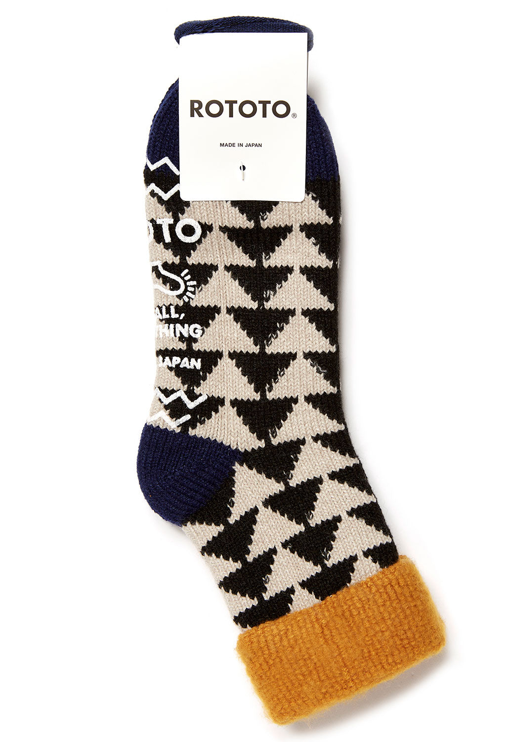 ROTOTO Comfy Room Sankaku Socks - Gold/Black/Navy – Outsiders Store UK