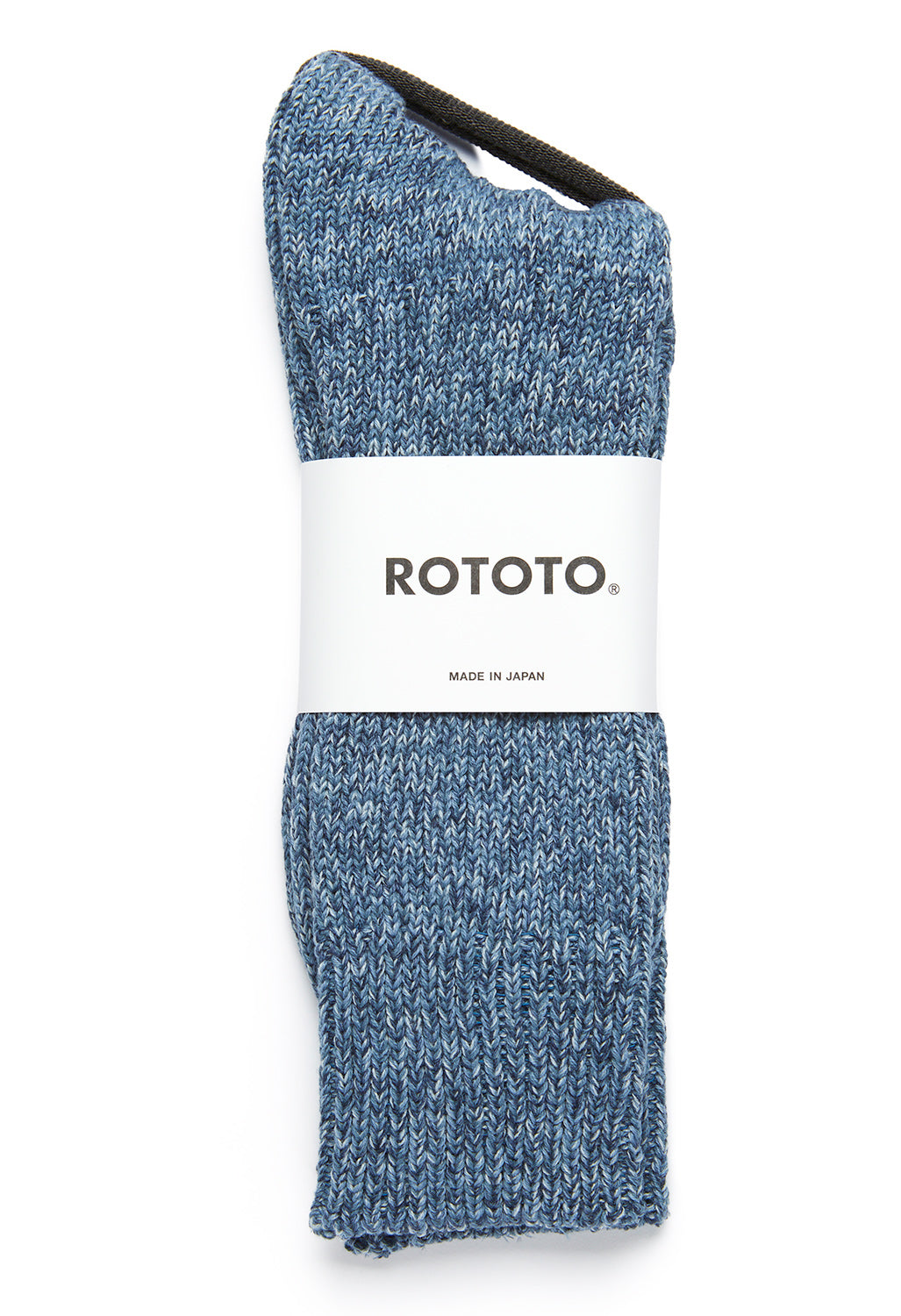 ROTOTO Denim Tone Crew Socks - Ice Denim