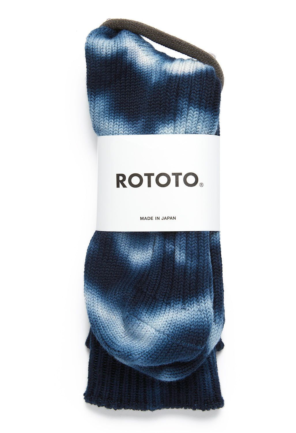ROTOTO Tie Dye Chunky Ribbed Crew Socks - Navy/White