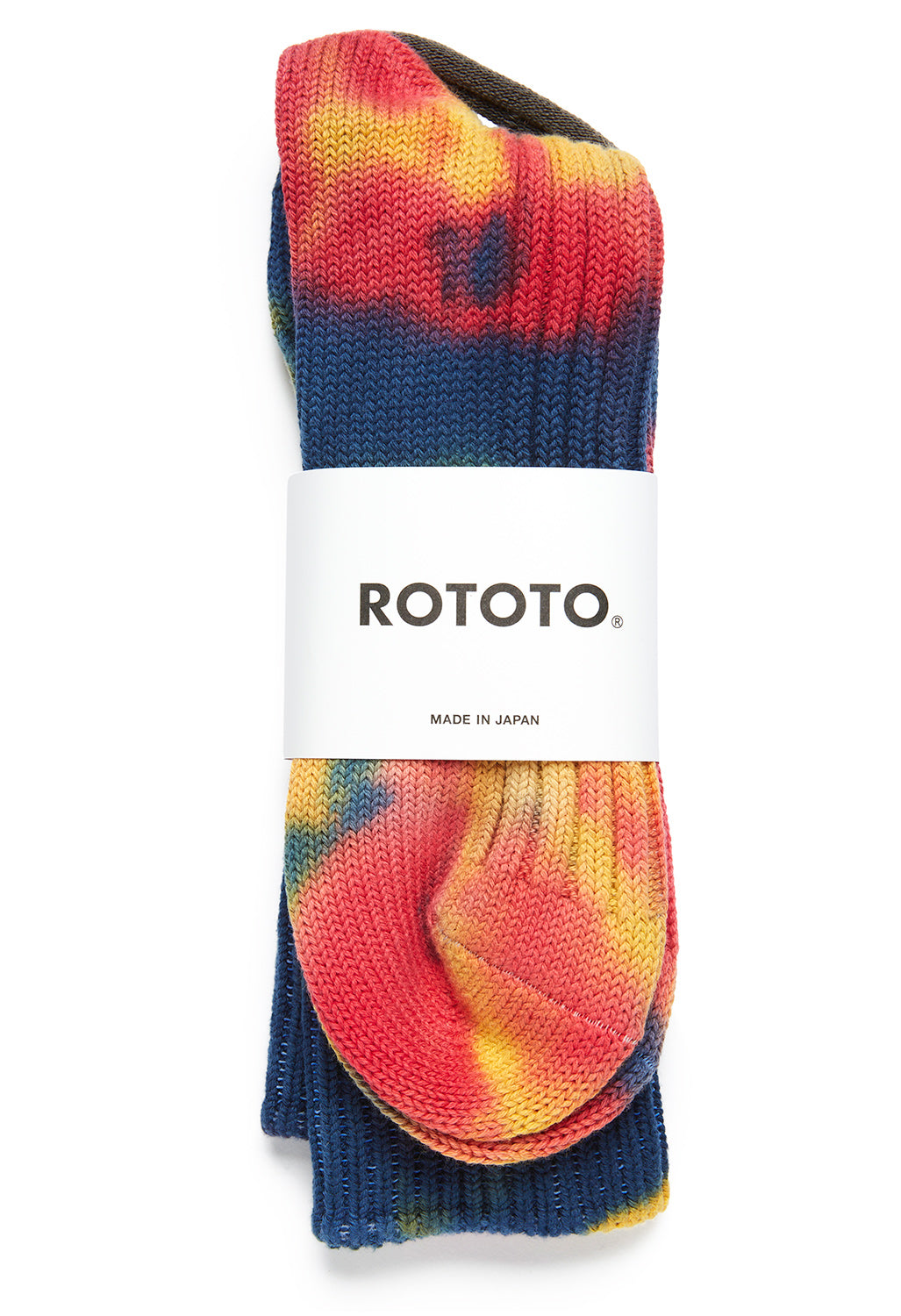 ROTOTO Tie Dye Chunky Ribbed Crew Socks - Red/Blue
