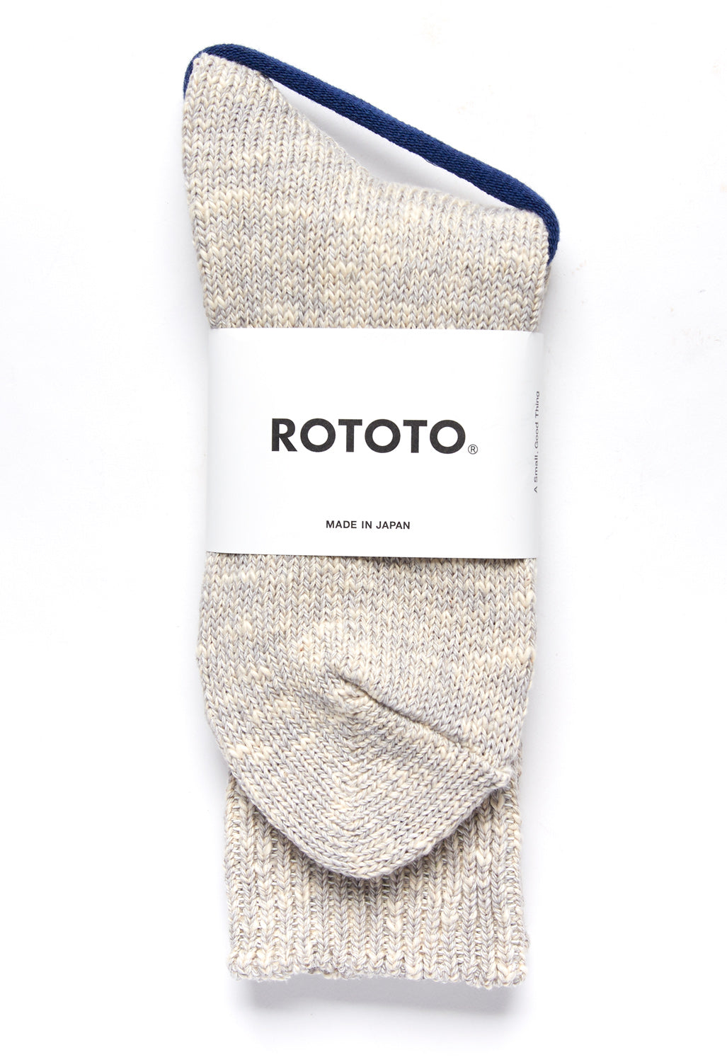 ROTOTO Low Guage Slub Crew Socks - Light Grey