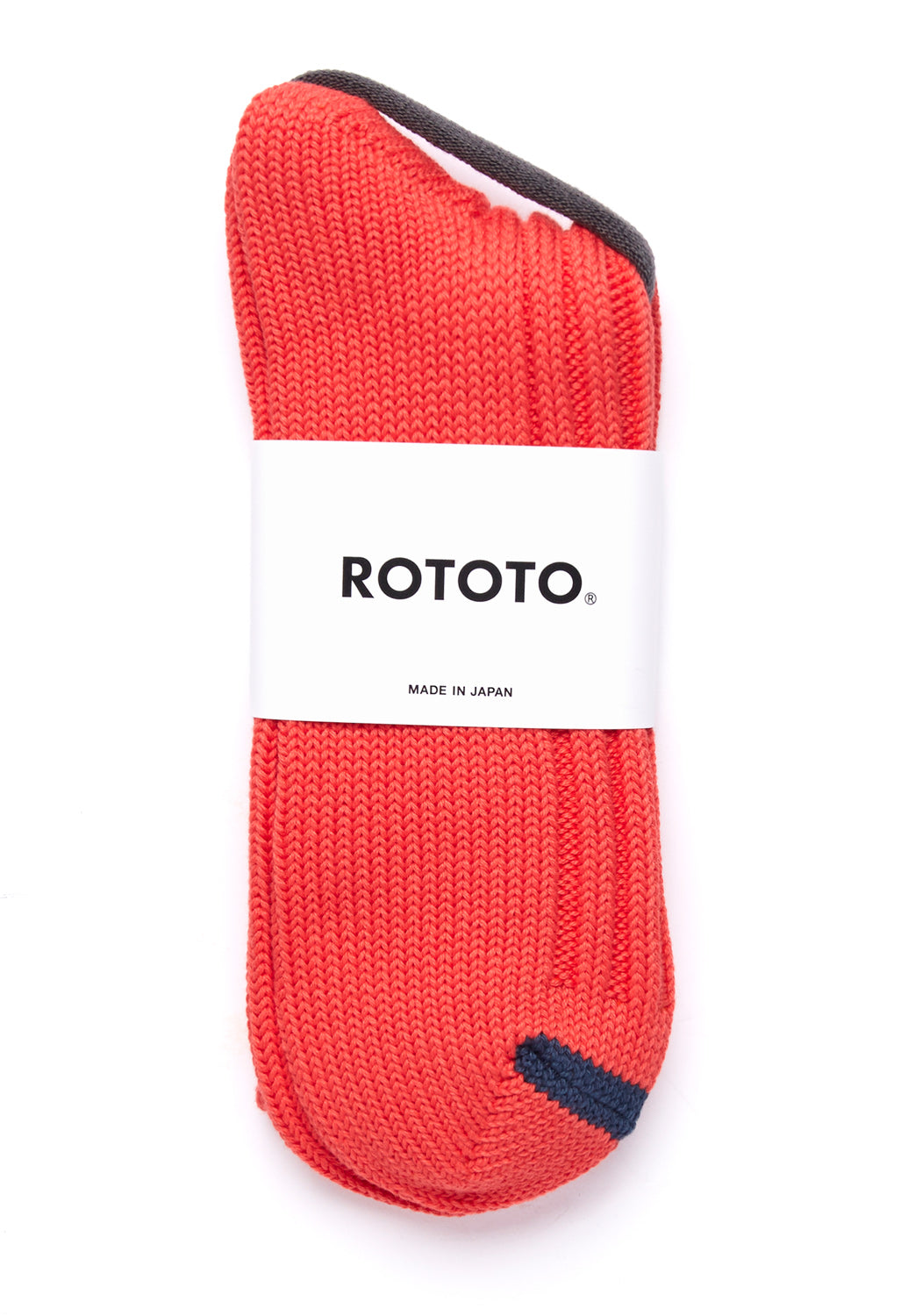 ROTOTO Chunky Ribbed Crew Socks - Poppy/Dark Blue