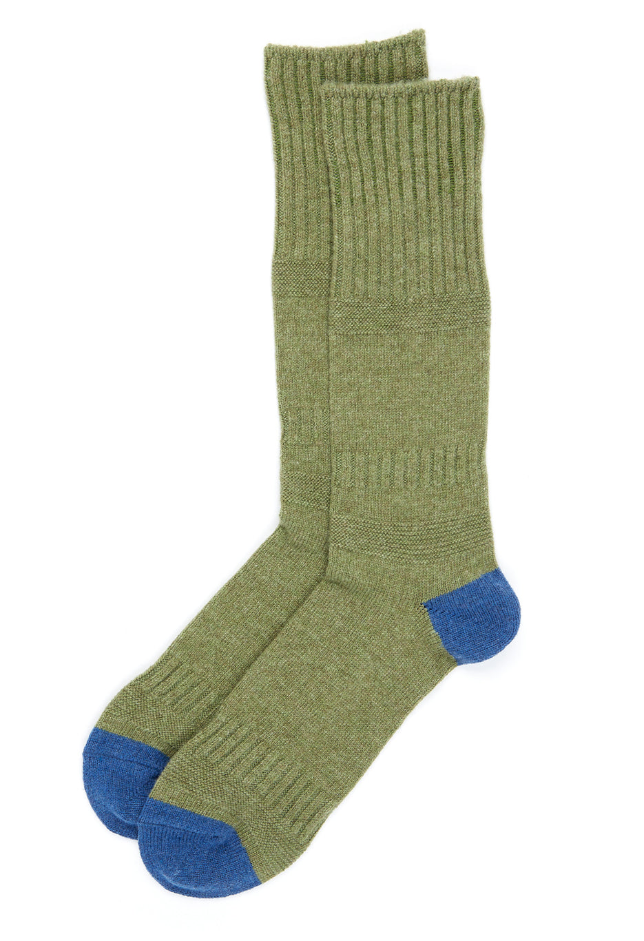 ROTOTO Guernsey Pattern Crew Socks - Mid Green / Blue