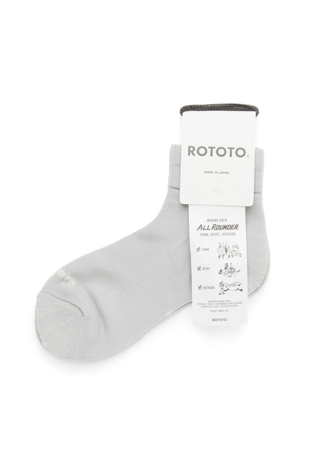 Rototo Allrounder Merino Ankle Socks - Light Grey