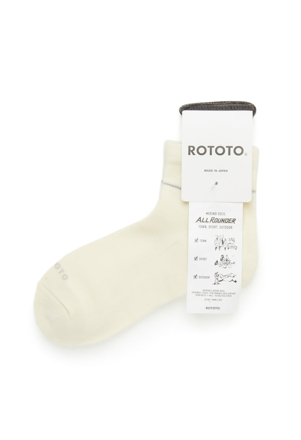 Rototo Allrounder Merino Ankle Socks - Off White