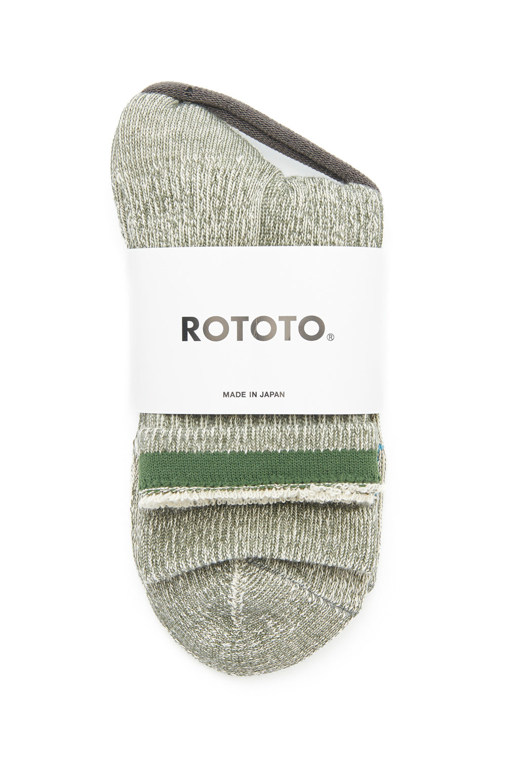 ROTOTO Organic Cotton Double Face Mini Crew Socks - Olive